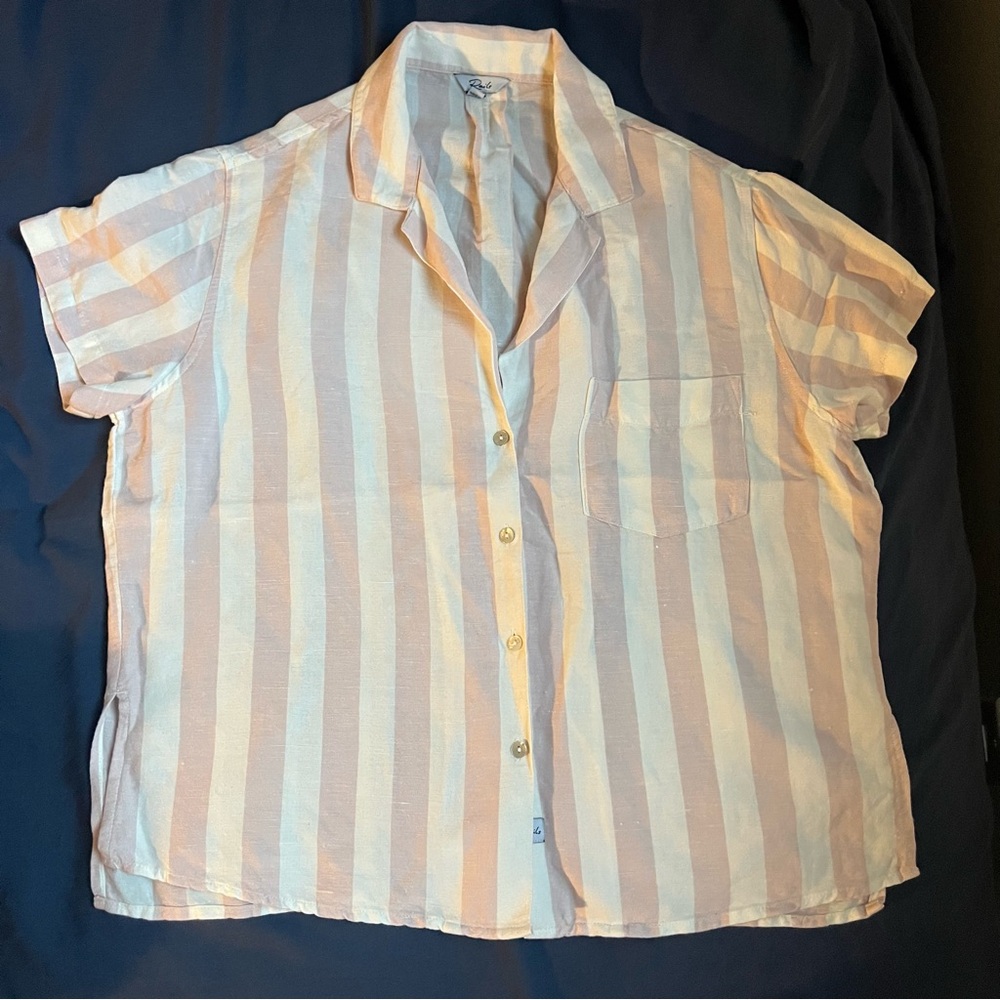 Rails stripe button down top petal stripe